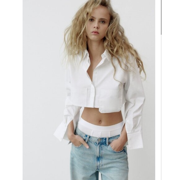 Crop poplin shirt - Picture 1 of 7